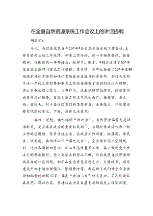 在全县自然资源系统工作会议上的讲话提纲.docx