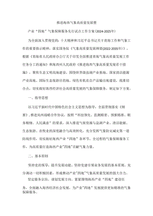 推进海西气象高质量发展暨产业“四地”气象保障服务先行试点工作方案（2024-2025年）.docx