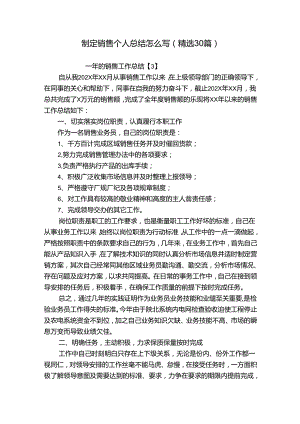 制定销售个人总结怎么写（精选30篇）.docx