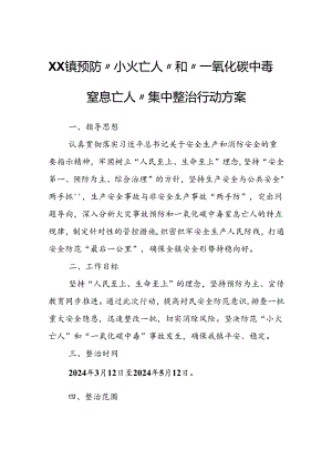 XX镇预防“小火亡人”和“一氧化碳中毒窒息亡人”集中整治行动方案.docx