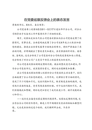 在公司巡察反馈会上的表态发言.docx