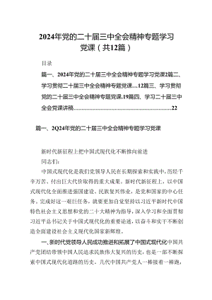 （12篇）2024年党的二十届三中全会精神专题学习党课专题资料.docx