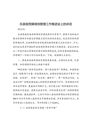 在县级预算绩效管理工作推进会上的讲话.docx