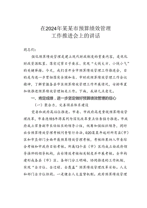 在2024年某某市预算绩效管理工作推进会上的讲话.docx