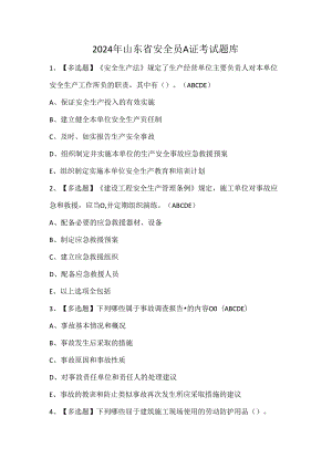 2024年山东省安全员A证考试题库.docx
