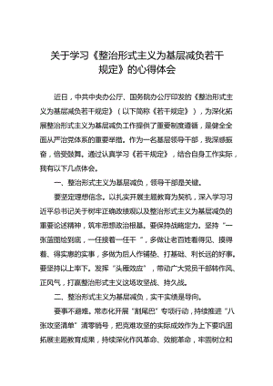 关于学习整治形式主义为基层减负若干规定的心得体会9篇.docx