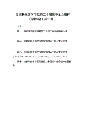 （10篇）县妇联主席学习党的二十届三中全会精神心得体会（精选）.docx