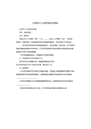 公司与个人合作协议书范本.docx