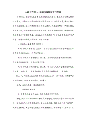 xx县公安局20xx年度行政执法工作总结.docx