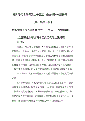 （10篇）深入学习贯彻党的二十届三中全会精神专题党课.docx