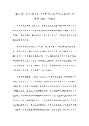 学习践行对加强文化和自然遗产保护传承利用工作重要指示心得体会.docx