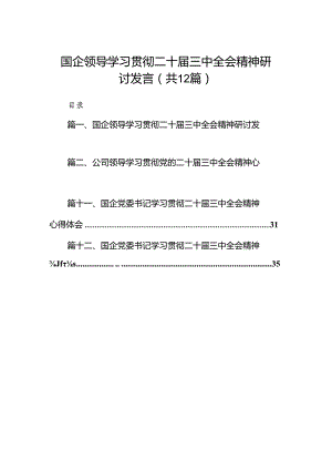 国企领导学习贯彻二十届三中全会精神研讨发言12篇（详细版）.docx