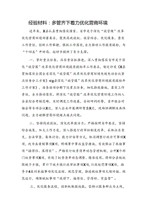 经验总结：多管齐下着力优化营商环境.docx