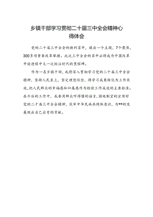 乡镇干部学习贯彻二十届三中全会精神心得体会.docx