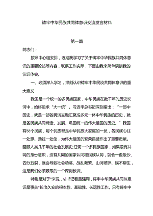 铸牢中华民族共同体意识交流发言材料6篇.docx