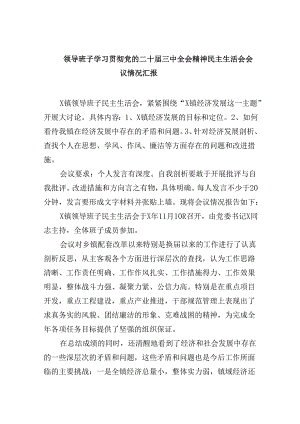 领导班子学习贯彻党的二十届三中全会精神民主生活会会议情况汇报（共8篇）.docx