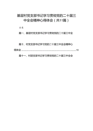 （11篇）基层村党支部书记学习贯彻党的二十届三中全会精神心得体会集合.docx