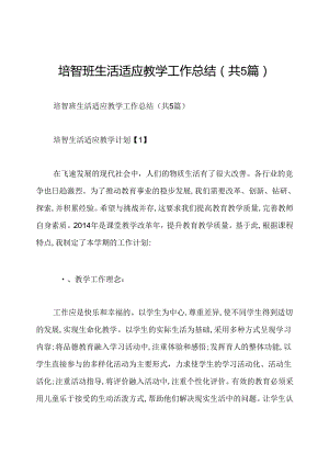 培智班生活适应教学工作总结(共5篇).docx