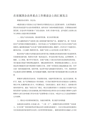 在省属国企改革重点工作推进会上的汇报发言.docx