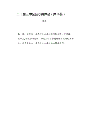 二十届三中全会心得体会 （汇编16份）.docx