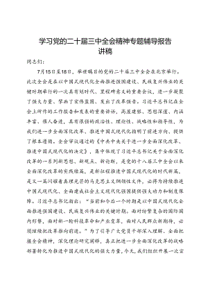 学习党的二十届三中全会精神专题辅导报告（讲稿）.docx