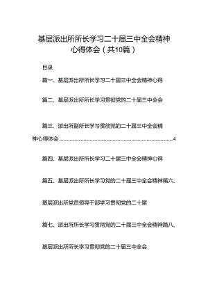 基层派出所所长学习二十届三中全会精神心得体会范文10篇（详细版）.docx