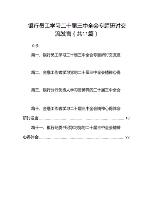 （11篇）银行员工学习二十届三中全会专题研讨交流发言（详细版）.docx