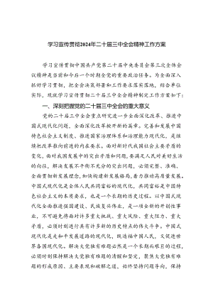 （8篇）学习宣传贯彻2024年二十届三中全会精神工作方案（最新版）.docx