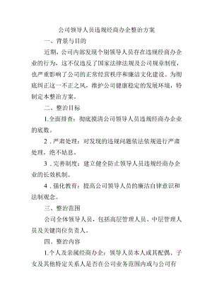 公司领导人员违规经商办企整治方案.docx
