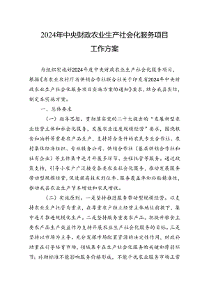 2024年中央财政农业生产社会化服务项目工作方案.docx