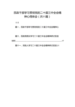（11篇）民政干部学习贯彻党的二十届三中全会精神心得体会（精选）.docx