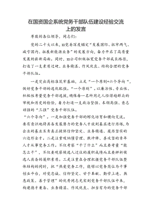 在国资国企系统党务干部队伍建设经验交流上的发言（公司）.docx