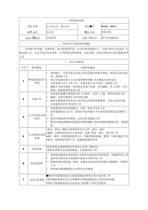 公司办公室主任（副主任）岗位说明书.docx