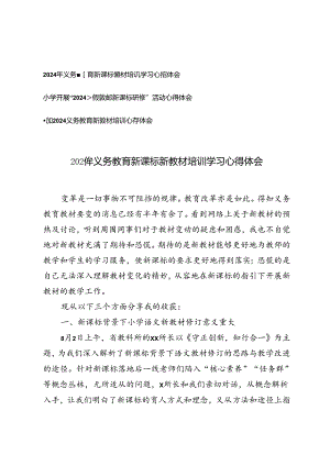 2024年义务教育新课标新教材培训学习心得体会小学开展“2024暑假教师新课标研修”活动心得体会.docx