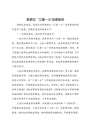 某单位“三重一大”自查报告.docx
