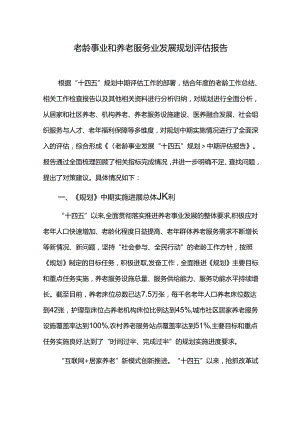 老龄事业和养老服务业发展规划评估报告.docx