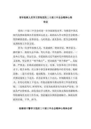 青年检察人员学习贯彻党的二十届三中全会精神心得体会8篇（精选）.docx