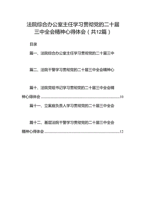 法院综合办公室主任学习贯彻党的二十届三中全会精神心得体会12篇（详细版）.docx
