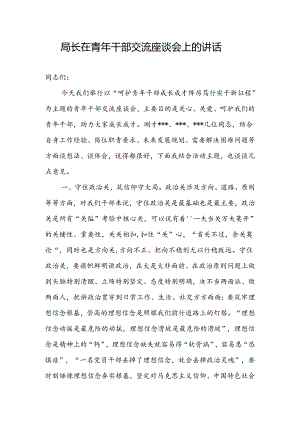 2024年局长在年轻青年干部成长成才专题交流座谈会上的讲话发言.docx