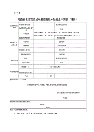 海南省老旧营运货车报废更新财政补贴资金申报表.docx