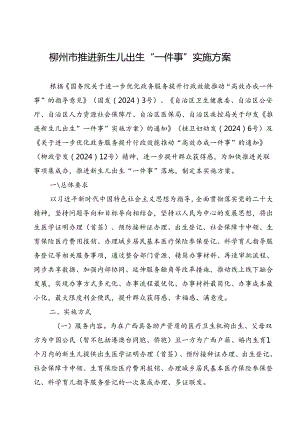 2024.8柳州市推进新生儿出生“一件事”实施方案.docx