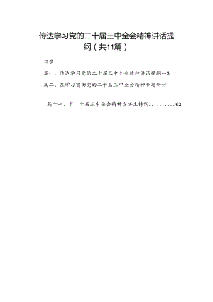 （11篇）传达学习党的二十届三中全会精神讲话提纲范文.docx