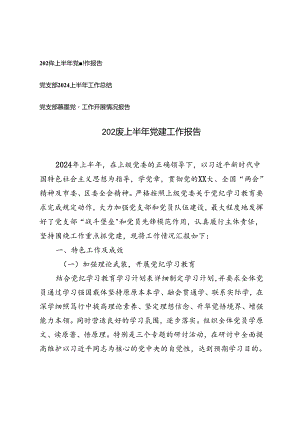 党支部2024上半年党建工作总结+党支部基层党建工作开展情况报告.docx