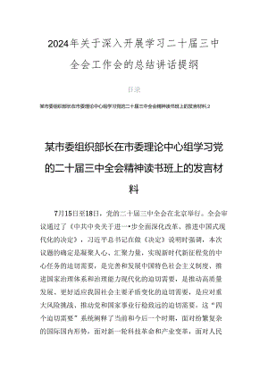 2024年关于深入开展学习二十届三中全会工作会的总结讲话提纲.docx