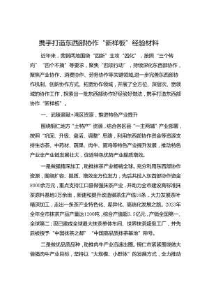 携手打造东西部协作“新样板”经验材料.docx