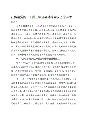 在传达党的二十届三中全会精神会议上的讲话.docx