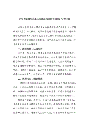 （8篇）学习《整治形式主义为基层减负若干规定》心得体会（精编版）.docx