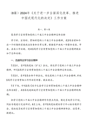 （8篇）2024年《关于进一步全面深化改革、推进中国式现代化的决定》工作方案.docx