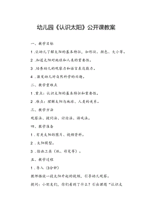 幼儿园《认识太阳》公开课教案.docx
