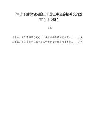 审计干部学习党的二十届三中全会精神交流发言12篇供参考.docx